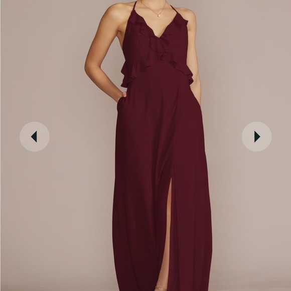 David’s bridal Chiffon Ruffle Empire Waist Dress - Picture 1 of 4